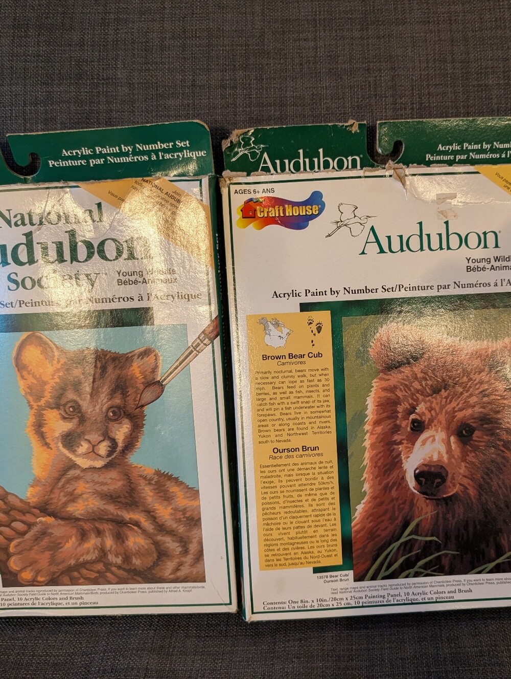Vintage Craft House Mountain Lion & Bear Paint By Number Sets!